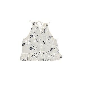 CAUTION TO THE WIND‎ FLORAL EMBROIDERED HALTER TANK TOP S